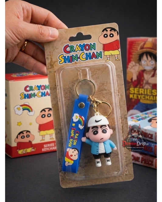 Crayon Shin-chan Hypebeast Edition 3D Keychain – Premium Soft Silicone Shinnosuke Figure with Streetwear Jacket, Matching Wrist Strap & Luxury Gold Hardware