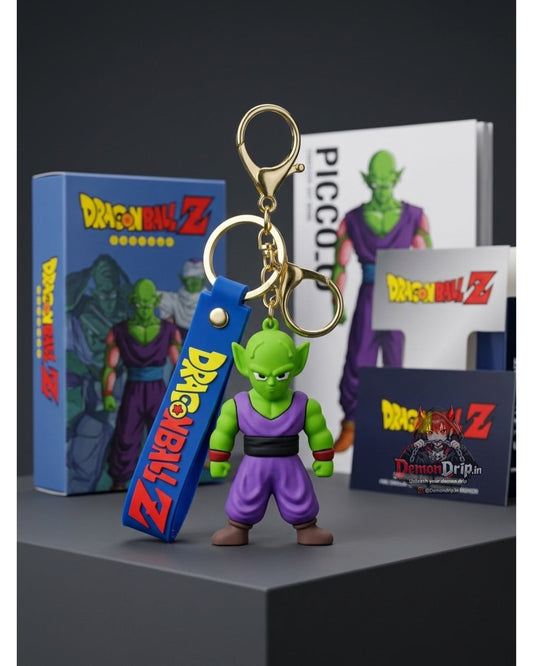 Dragon Ball Z Piccolo Classic Gi Edition 3D Keychain – Premium Soft Silicone Namekian Warrior Figure with Weighted Training Armor, Matching Wrist Strap & Luxury Gold Hardware