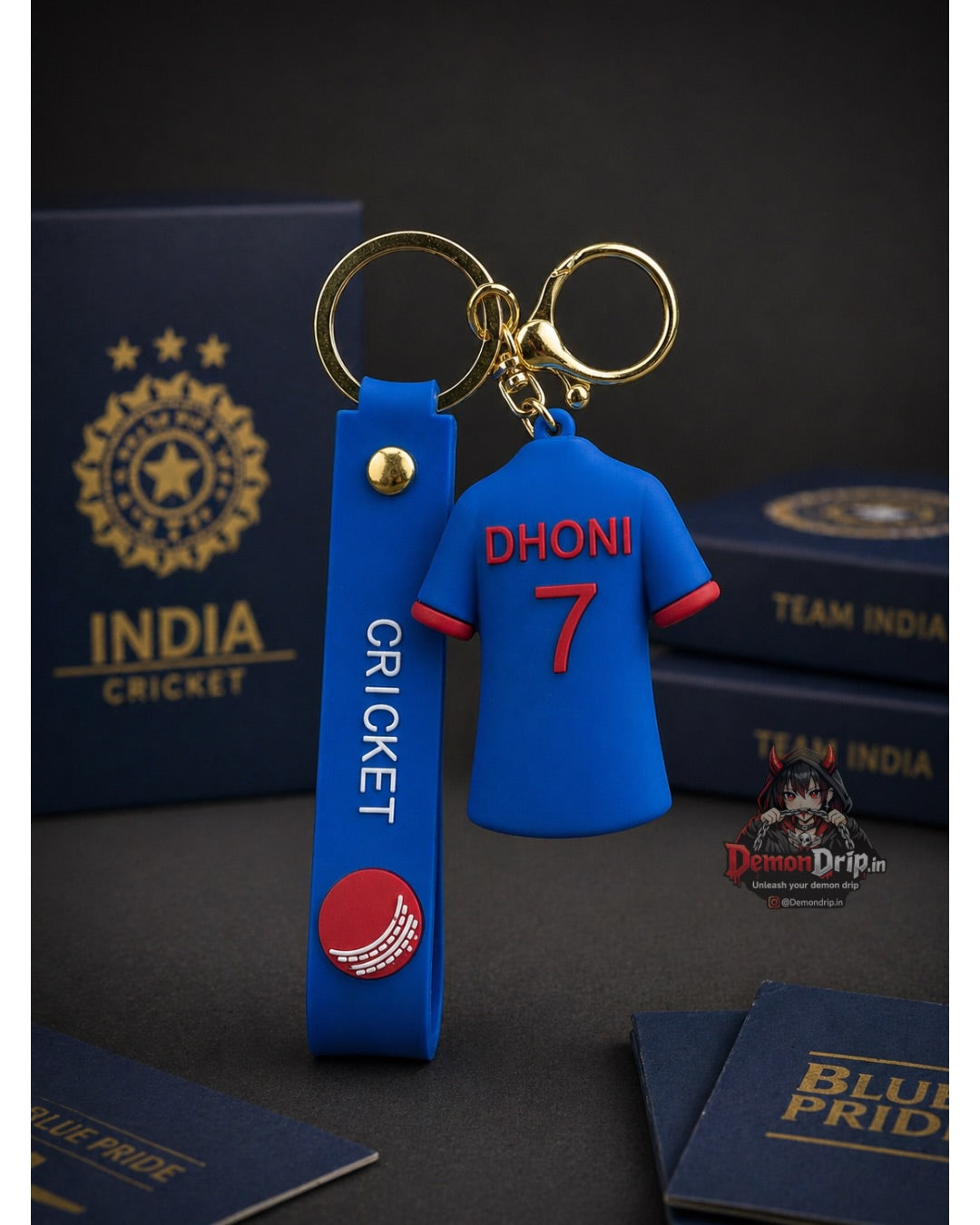 MS Dhoni #7 Team India Jersey Keychain ā Premium Indian Cricket Heroes Limited Edition Keyring