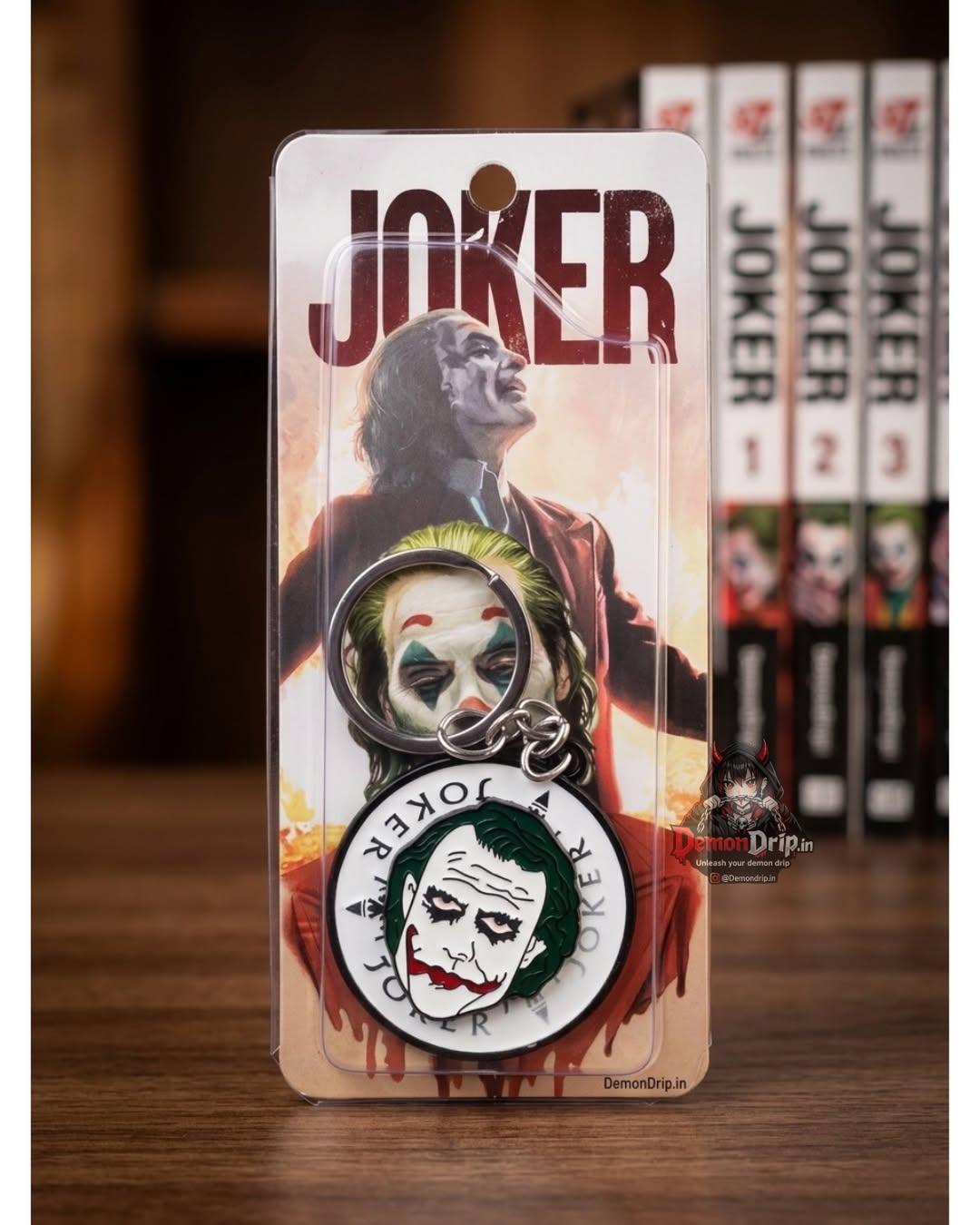 DC Comics The Joker Enamel Keychain β Premium Circular Gotham Villain Metal Keyring with Dark Knight Clown Prince Design & Collector's Display Packaging