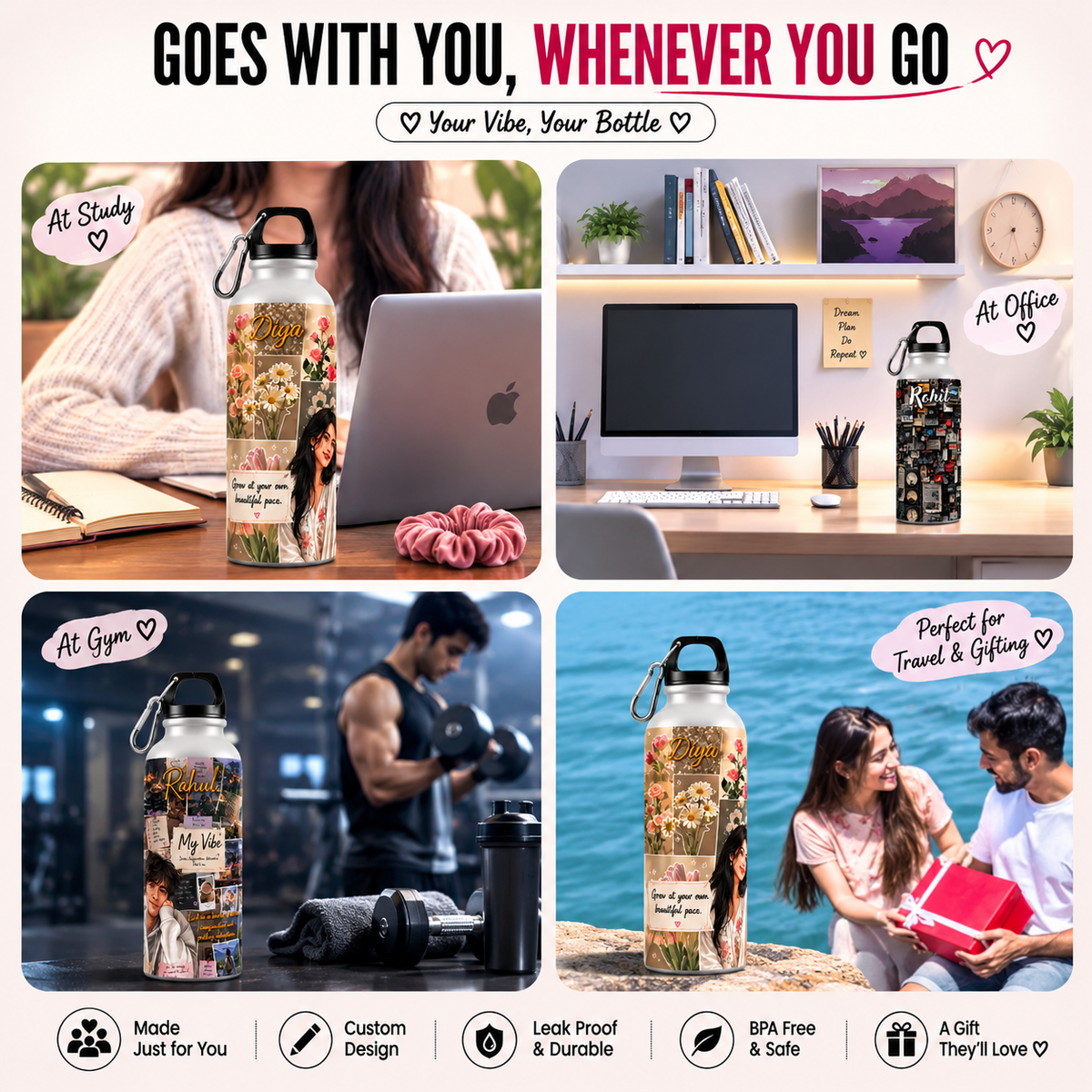 Aesthetic 750ml Mattel Sipper Bottle | Get Free PVC Keychain (₹149 Value) + Free Shipping on Prepaid Orders