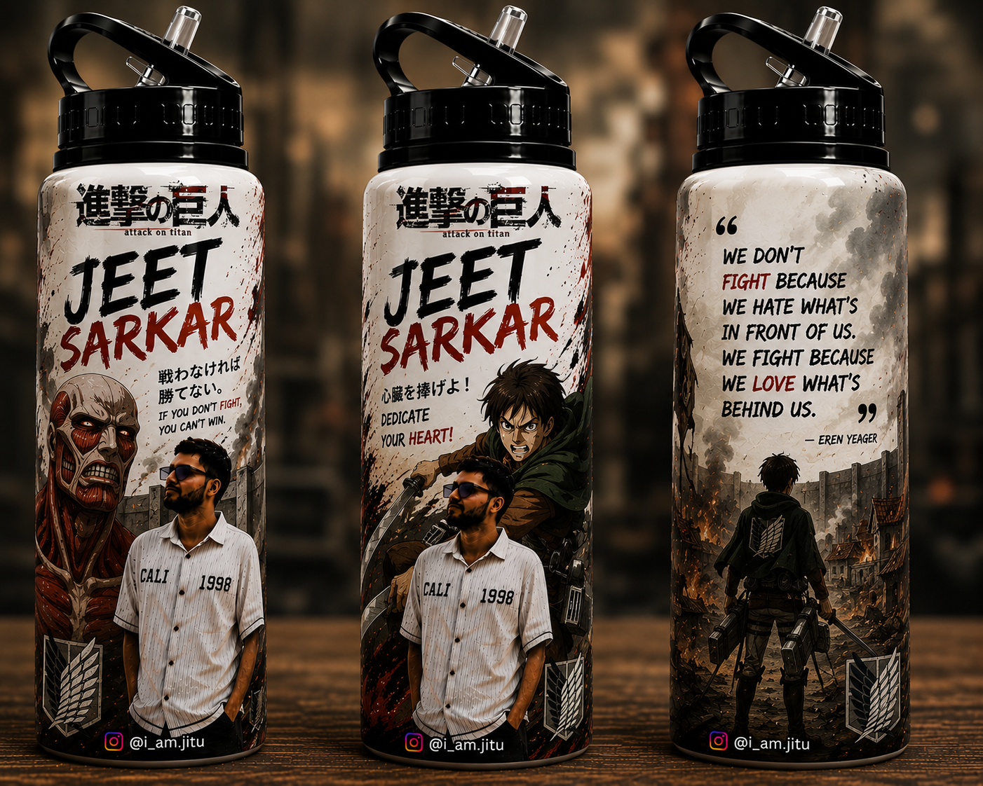 🔥 Custom Anime Photo Bottle Print | Personalized Water Bottle | One Piece, Naruto, Demon Slayer & More