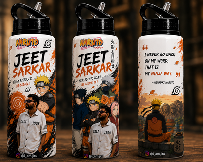 🔥 Custom Anime Photo Bottle Print | Personalized Water Bottle | One Piece, Naruto, Demon Slayer & More