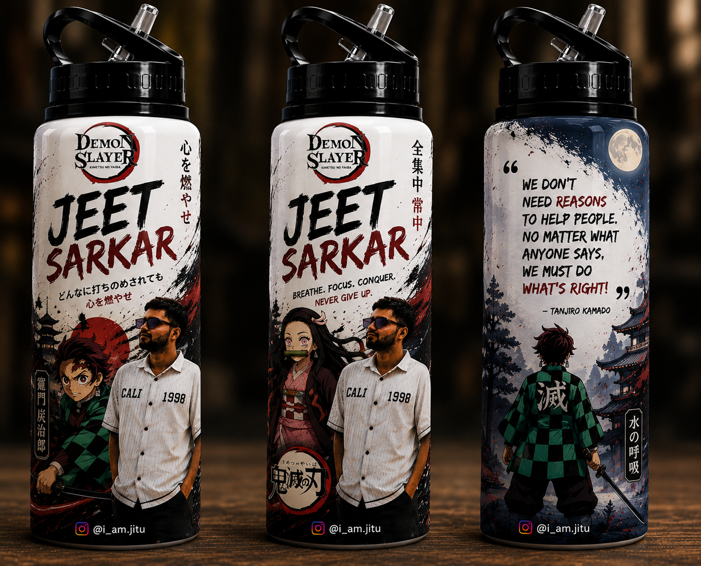 🔥 Custom Anime Photo Bottle Print | Personalized Water Bottle | One Piece, Naruto, Demon Slayer & More