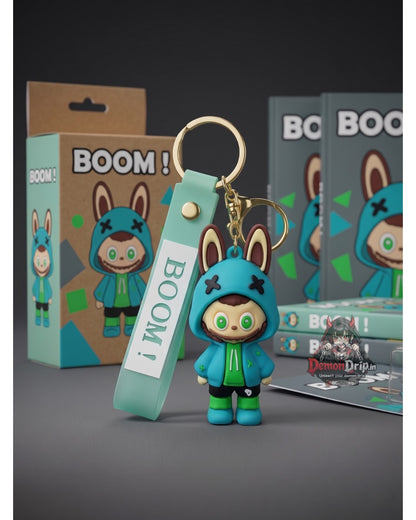 BOOM! Bunny Anime Figure Keychain – Premium Streetwear Keyring with Silicone Strap