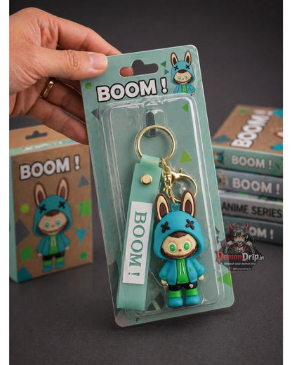 BOOM! Bunny Anime Figure Keychain – Premium Streetwear Keyring with Silicone Strap