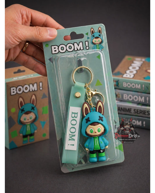 BOOM! Bunny Anime Figure Keychain – Premium Streetwear Keyring with Silicone Strap