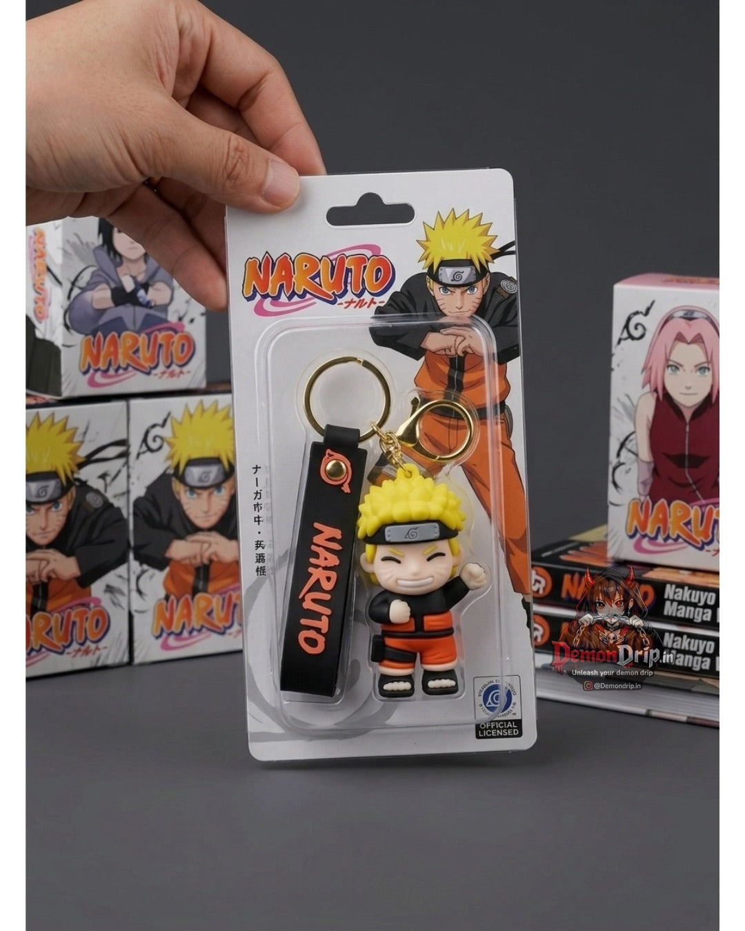 Naruto Shippuden Naruto Uzumaki Chibi Edition 3D Keychain – Premium Soft Silicone Nine-Tails Jinchuriki Figure with Sage Tracksuit, Matching Wrist Strap & Luxury Gold Hardware