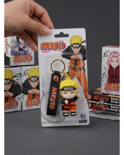 Naruto Shippuden Naruto Uzumaki Chibi Edition 3D Keychain – Premium Soft Silicone Nine-Tails Jinchuriki Figure with Sage Tracksuit, Matching Wrist Strap & Luxury Gold Hardware
