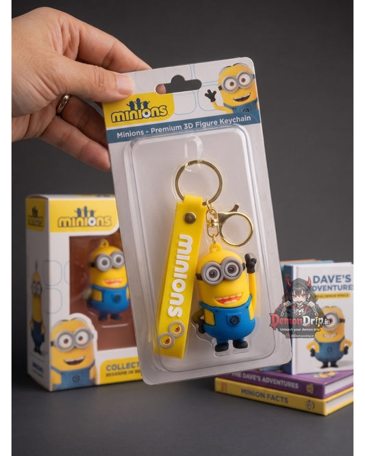 Minions Dave 3D Figure Keychain – Premium Anime Keyring with Silicone Strap