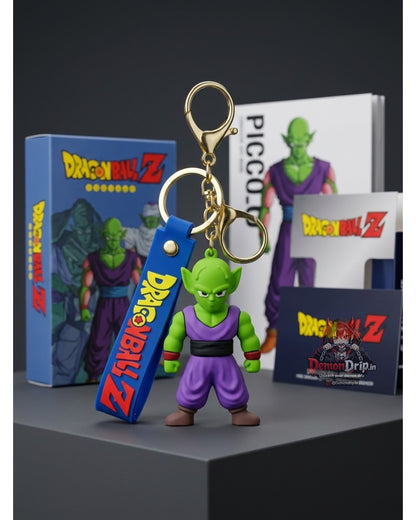 Dragon Ball Z Piccolo Classic Gi Edition 3D Keychain – Premium Soft Silicone Namekian Warrior Figure with Weighted Training Armor, Matching Wrist Strap & Luxury Gold Hardware