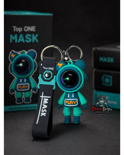 Astronaut Bear Series Aqua Edition Keychain – Premium Space Explorer Keyring with Strap