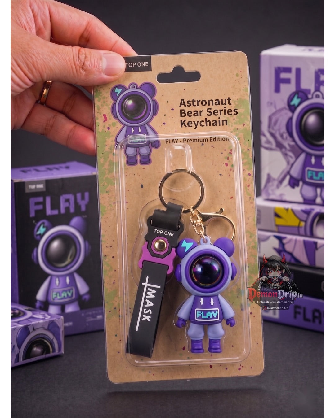 Astronaut Bear Series FLAY Edition Keychain – Premium Space Explorer Keyring with Strap