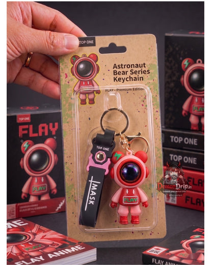 Astronaut Bear Series FLAY Red Edition Keychain – Premium Space Explorer Keyring with Strap