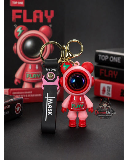 Astronaut Bear Series FLAY Red Edition Keychain – Premium Space Explorer Keyring with Strap