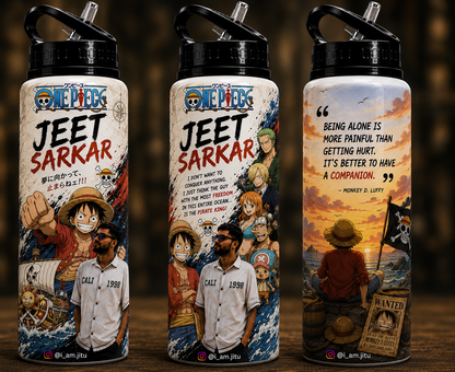 🔥 Custom Anime Photo Bottle Print | Personalized Water Bottle | One Piece, Naruto, Demon Slayer & More
