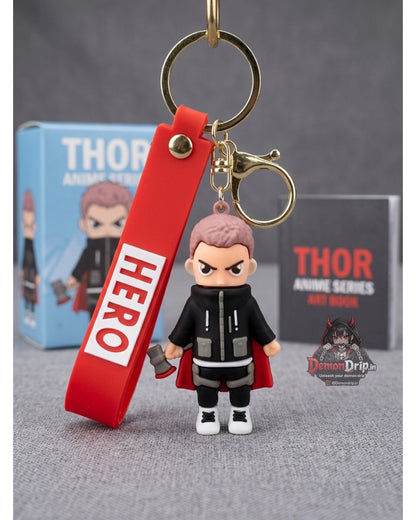Thor Anime Series Streetwear Keychain – Premium God of Thunder Keyring with Silicone Strap