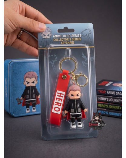 Thor Anime Series Streetwear Keychain – Premium God of Thunder Keyring with Silicone Strap