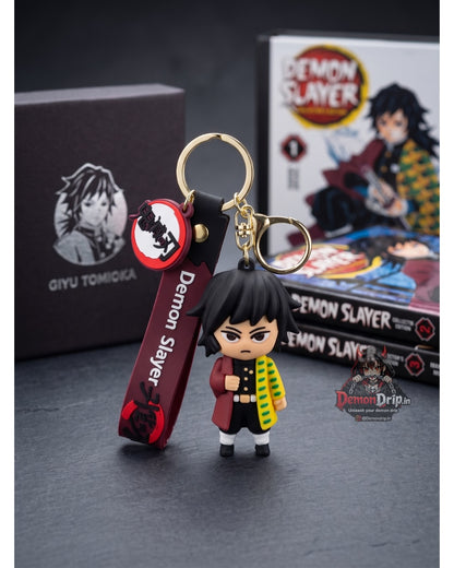 Giyu Tomioka 3D Demon Slayer Keychain – Premium Water Hashira Keyring with Silicone Strap