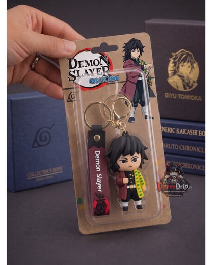 Giyu Tomioka 3D Demon Slayer Keychain – Premium Water Hashira Keyring with Silicone Strap
