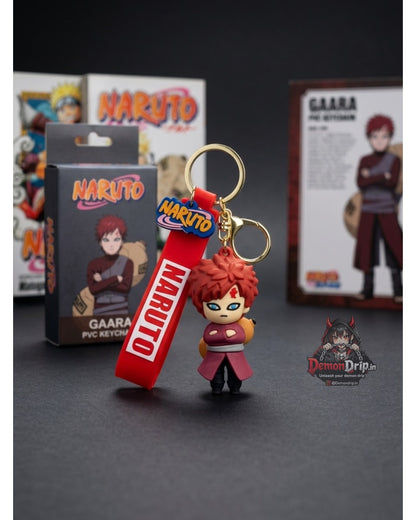 Naruto Shippuden Gaara of the Sand 3D Keychain – Premium Soft Silicone Kazekage Figure with Sand Gourd, Matching Wrist Strap & Luxury Gold Hardware