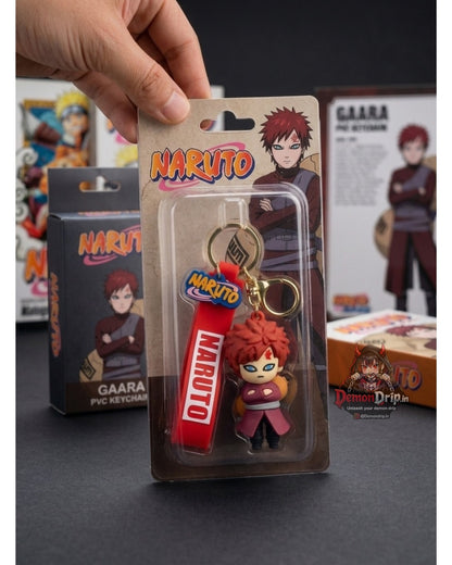 Naruto Shippuden Gaara of the Sand 3D Keychain – Premium Soft Silicone Kazekage Figure with Sand Gourd, Matching Wrist Strap & Luxury Gold Hardware