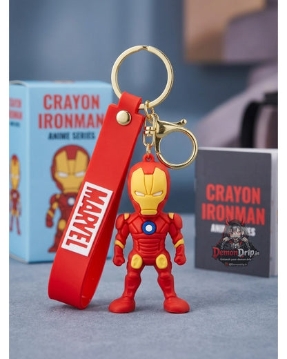 Iron Man 3D Figure Keychain – Premium Marvel Anime Series Keyring with Silicone Strap