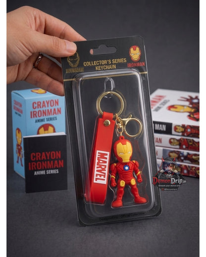 Iron Man 3D Figure Keychain – Premium Marvel Anime Series Keyring with Silicone Strap