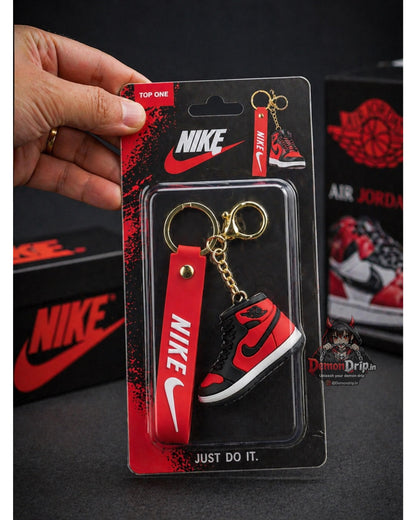 Air Jordan 1 Bred Sneaker Keychain – Premium Sneakerhead Keyring with Strap