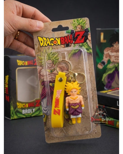 Dragon Ball Z Broly Chibi Edition 3D Keychain – Premium Soft Silicone Legendary Super Saiyan Figure with Matching Wrist Strap & Luxury Gold Hardware