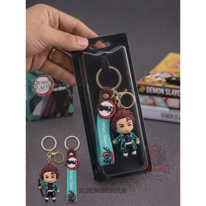 Demon Slayer Tanjiro Keychain – 3D Anime Character Keyring with Strap