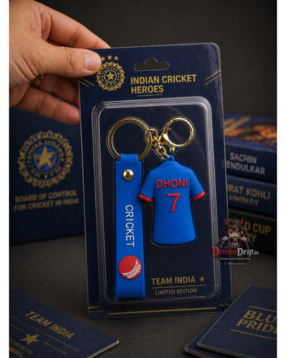 MS Dhoni #7 Team India Jersey Keychain – Premium Indian Cricket Heroes Limited Edition Keyring