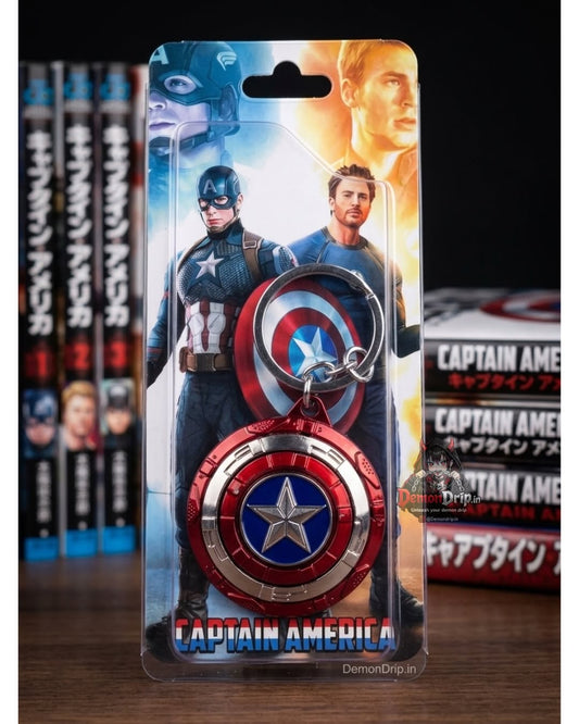 Marvel Avengers Captain America Shield Keychain – Premium Vibranium Die-Cast Metal Keyring with 3D Star Insignia & Collector's Display Packaging