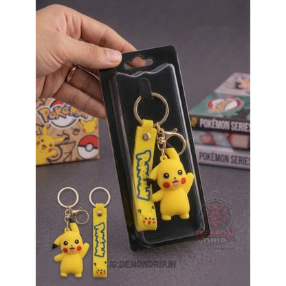 Happy Pikachu Pokémon Keychain – Premium Cartoon Keyring with Strap