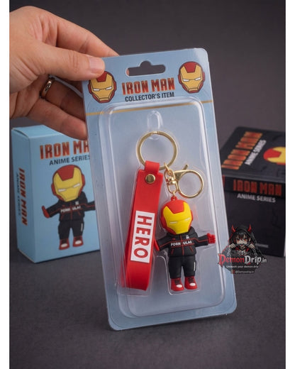 Iron Man 3D Chibi Hero Keychain – Premium Anime Series Keyring with Silicone Strap
