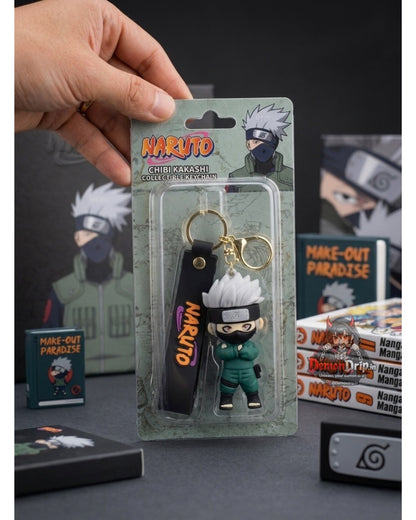 Naruto Shippuden Kakashi Hatake Classic Jonin Edition 3D Keychain – Premium Soft Silicone Copy Ninja Figure with Tactical Vest, Matching Wrist Strap & Luxury Gold Hardware