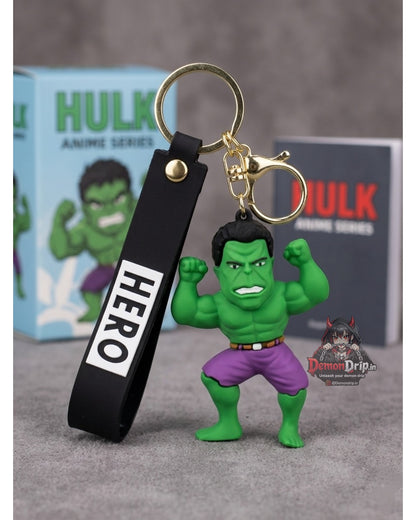Incredible Hulk 3D Chibi Hero Keychain – Premium Anime Series Keyring with Silicone Strap