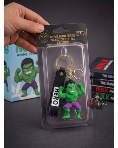 Incredible Hulk 3D Chibi Hero Keychain – Premium Anime Series Keyring with Silicone Strap