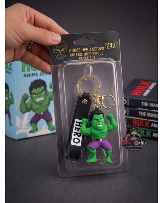 Incredible Hulk 3D Chibi Hero Keychain – Premium Anime Series Keyring with Silicone Strap