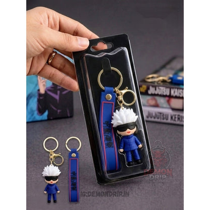 Gojo Satoru Anime Keychain – Premium Jujutsu Kaisen Cartoon Keyring with Strap