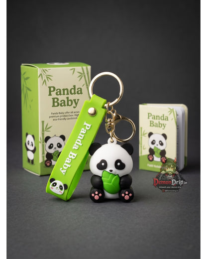 Cute 3D Baby Panda Keychain – Premium Kawaii Keyring with Silicone Strap