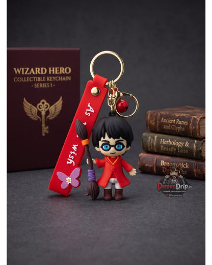 Harry Potter 3D Wizard Hero Keychain – Premium Collectible Keyring with Silicone Strap & Broomstick