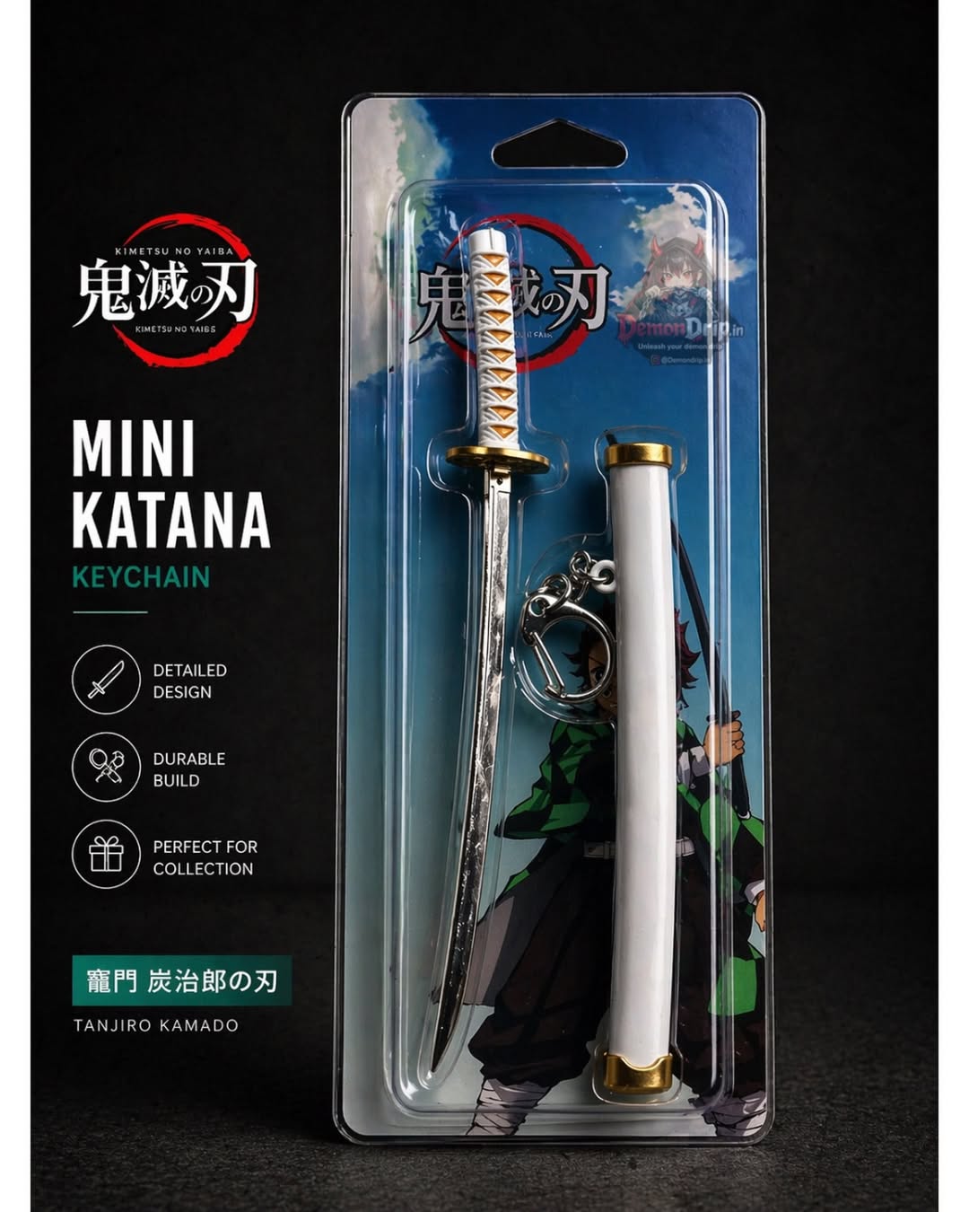 Demon Slayer Zenitsu Agatsuma Mini Katana Keychain – Premium White Nichirin Blade Miniature with Functional Scabbard & Collector's Display Packaging